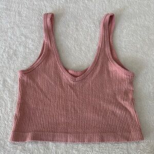 Pink Ribbed Knit Women's Top